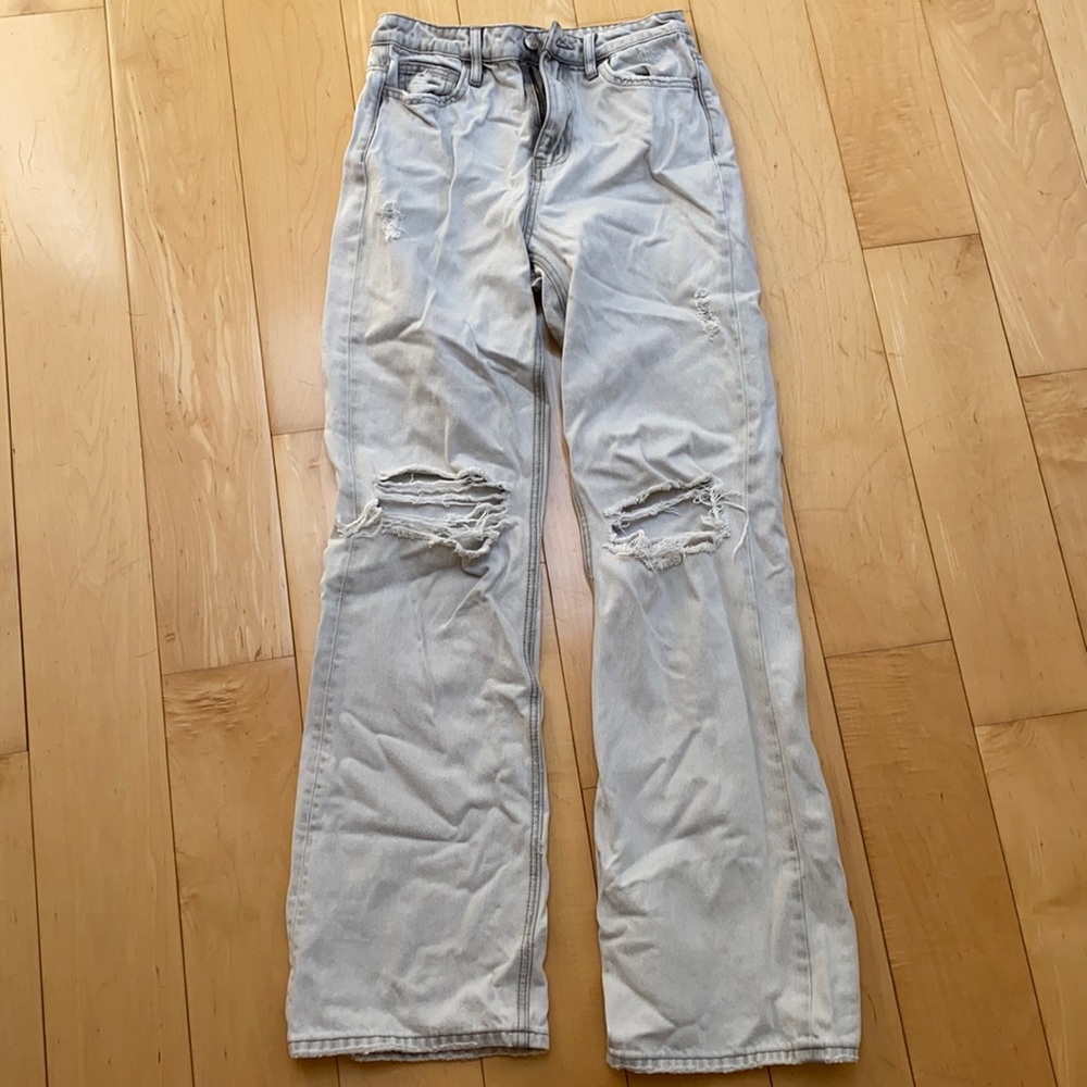 vervet la gray washed ripped straight leg jeans